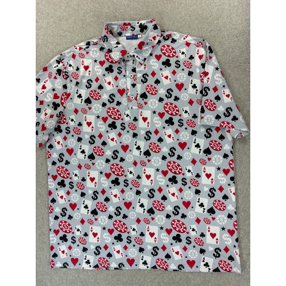 Hreski Poker Black Jacket Performance S/S Golf Polo Shirt (Men's XL)